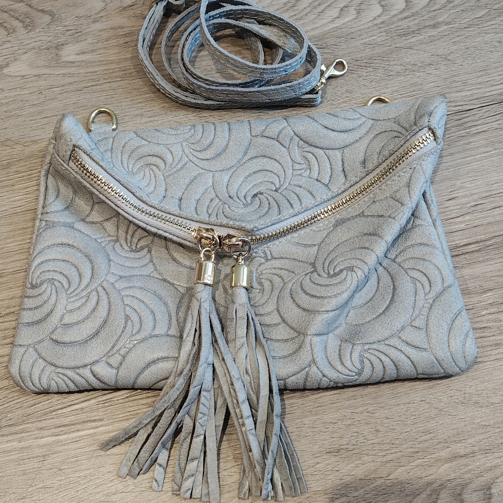 Elegant Gray Tassel Clutch